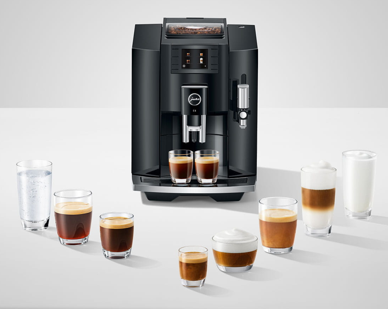 The Jura E8 is capable of creating lots of different coffee types